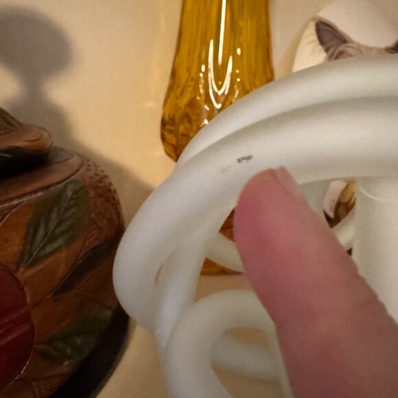 White Glass Knot Ball Sculpture Art Glass Twisted Abstract Handmade Paperweight - Picture 5 of 8